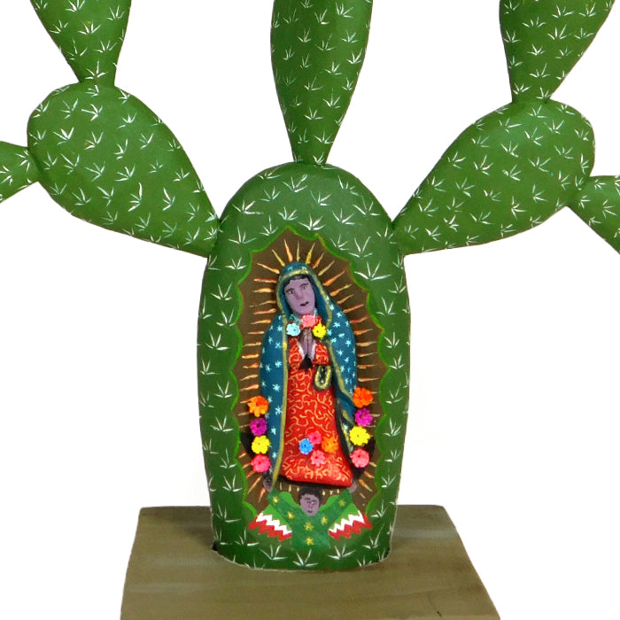 Gabino Reyes: Our Lady of Guadalupe Nopal Woodcarving