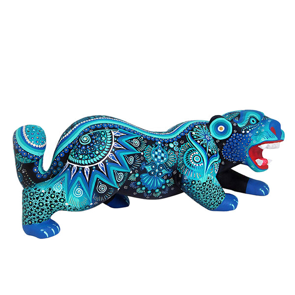 Cesar Melchor: Turquoise Jaguar Woodcarving