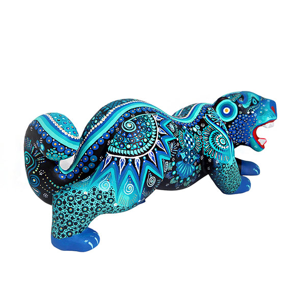 Cesar Melchor: Turquoise Jaguar Woodcarving