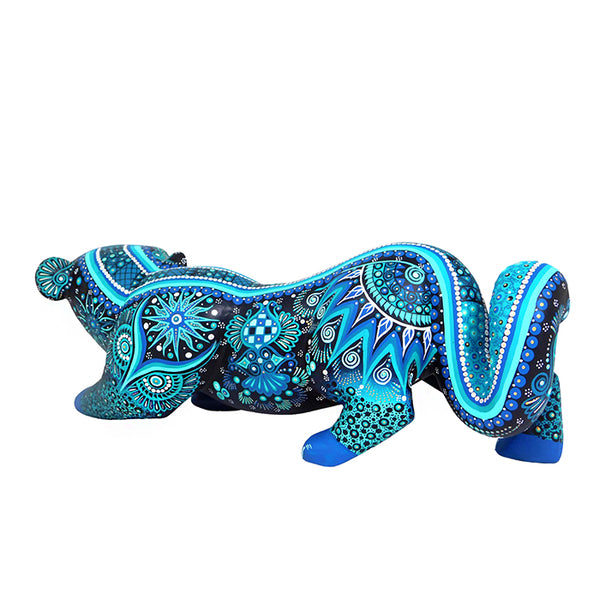 Cesar Melchor: Turquoise Jaguar Woodcarving