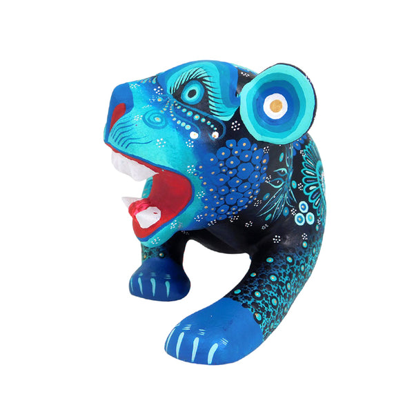 Cesar Melchor: Turquoise Jaguar Woodcarving