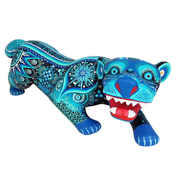 Cesar Melchor: Turquoise Jaguar Woodcarving