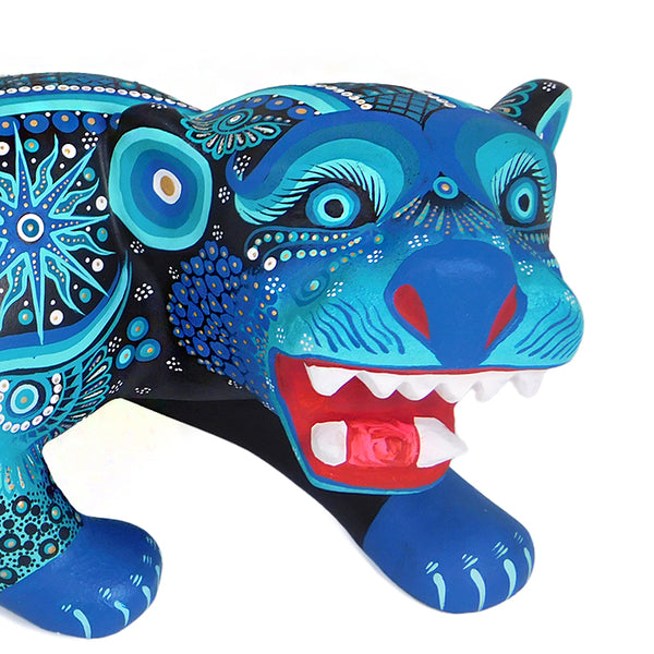 Cesar Melchor: Turquoise Jaguar Woodcarving