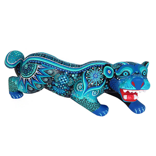 Cesar Melchor: Turquoise Jaguar Woodcarving