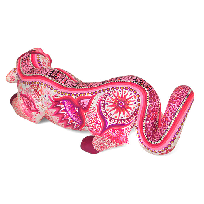 Cesar Melchor: Pink Jaguar Woodcarving