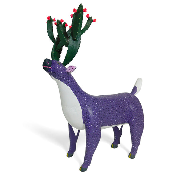 Gabino Reyes: Deer with Cactus Antlers Woodcarving