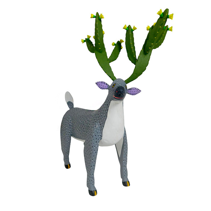 Gabino Reyes: Deer with Cactus Woodcarving