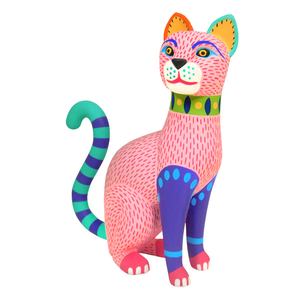 Luis Pablo: Pink Lady Cat Woodcarving