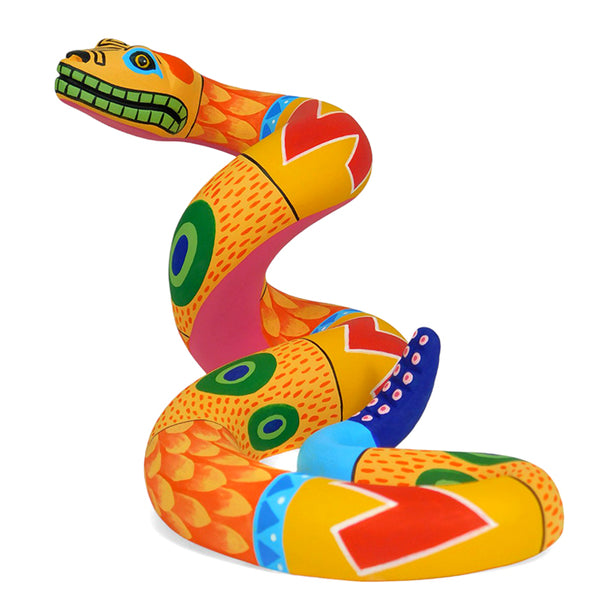 Oaxacan woodcarving of a rattlesnake 