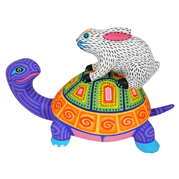 Luis Pablo: Fable Turtle & Rabbit Woodcarving