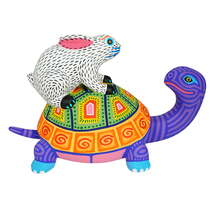 Luis Pablo: Fable Turtle & Rabbit Woodcarving