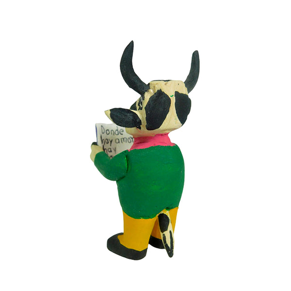 Maximino Santiago: Little Reader Cow Woodcarving