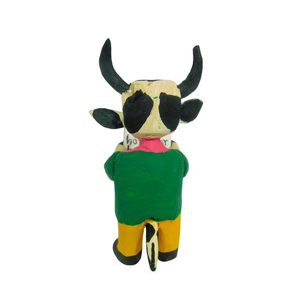 Maximino Santiago: Little Reader Cow Woodcarving