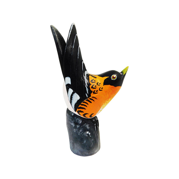 Victor Garcia: American Goldfinch Bird Woodcarving Oaxaca